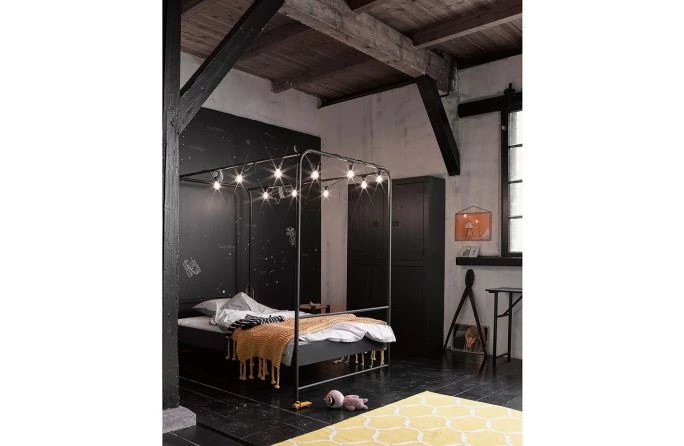 Norm accu hardwerkend Bunk hemelbed metaal zwart 120x200 cm